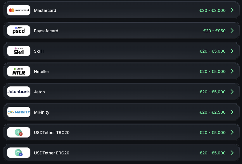 Deposit Methods in KinBet