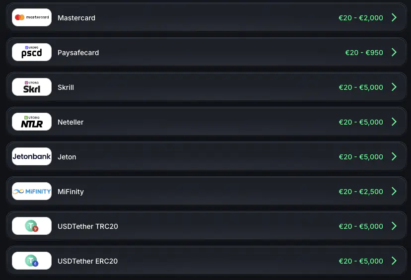 Deposit Methods in KinBet